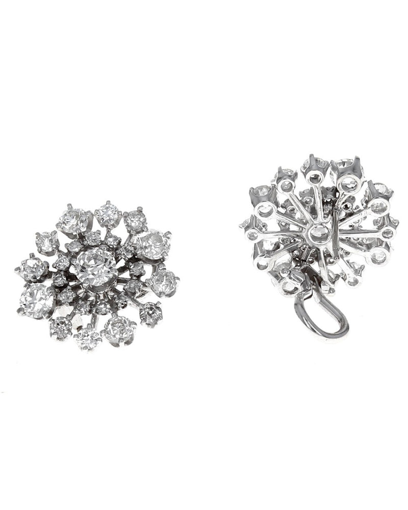 European Cut Diamond Cluster Earrings