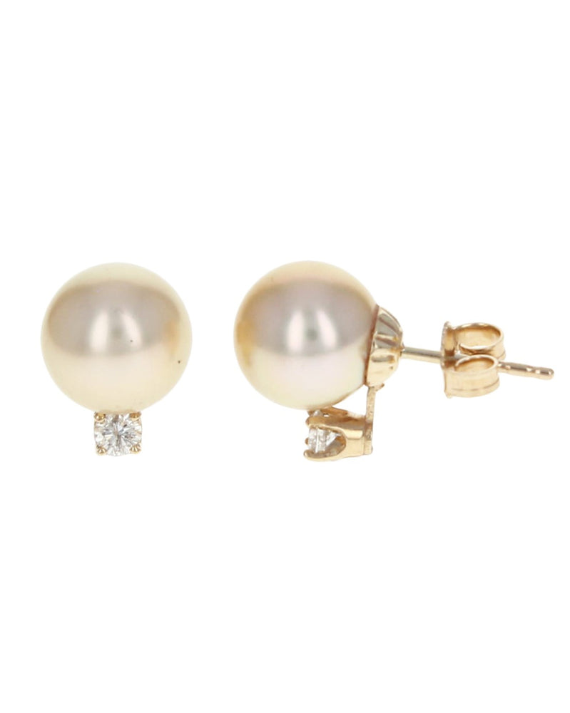 Yellow Pearl and Diamond Accent Earrings