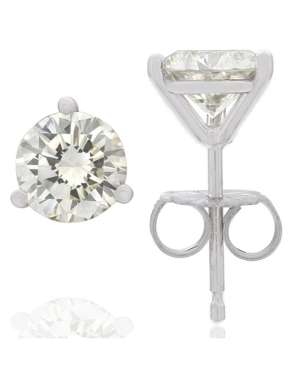 Round Brilliant Cut Diamond Martini Stud Earrings in 14KW