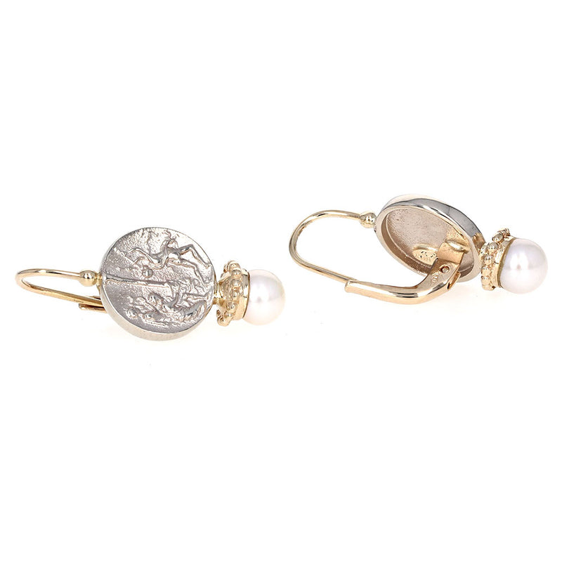 Pearl and Bacchus God Coin Replica Earrings