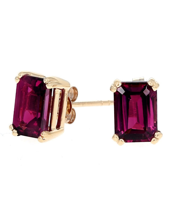 Garnet Stud Earrings in Gold