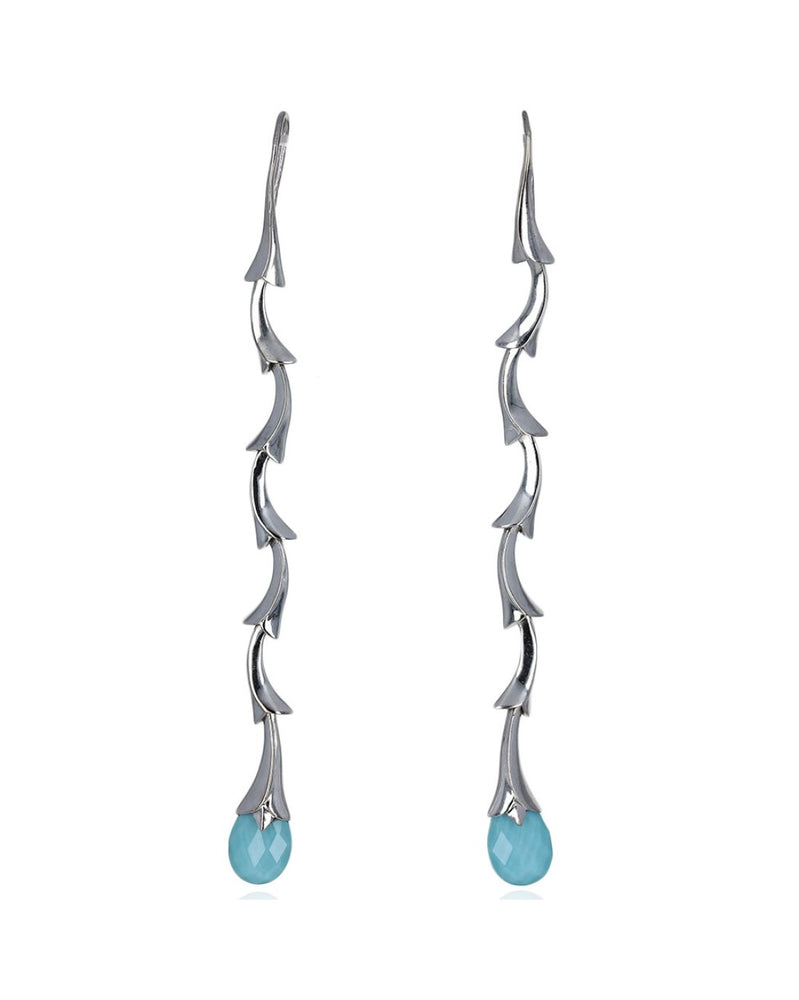 Synthetic Turquoise Quartz Doublet Dangle Earrings