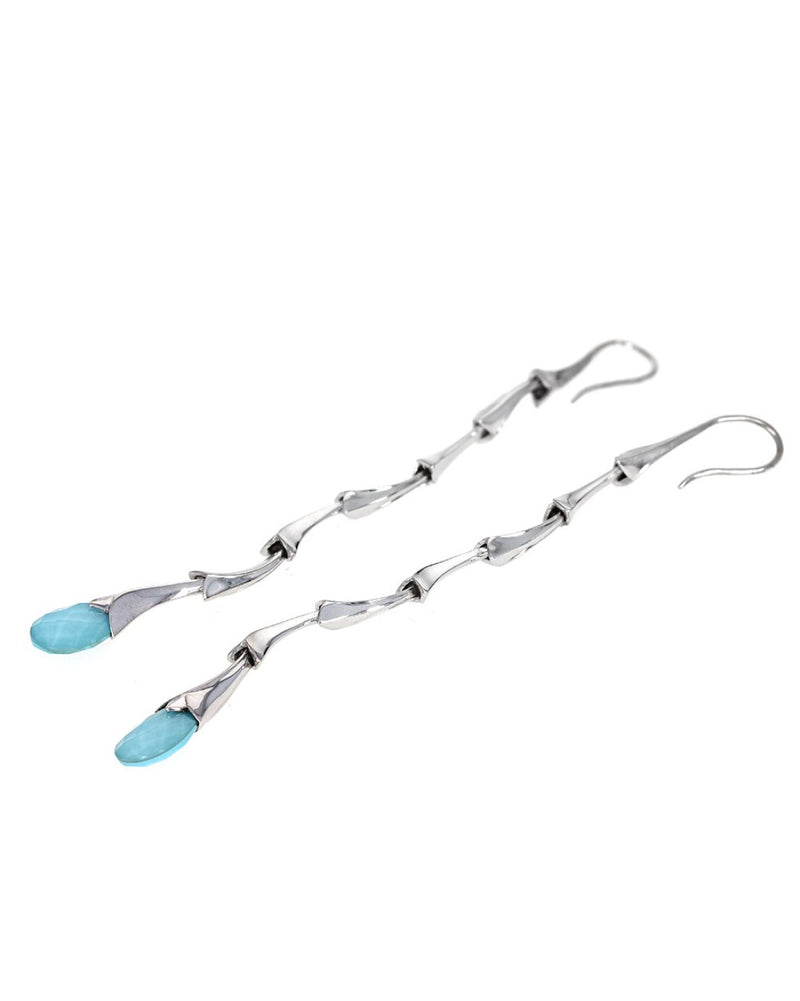 Synthetic Turquoise Quartz Doublet Dangle Earrings