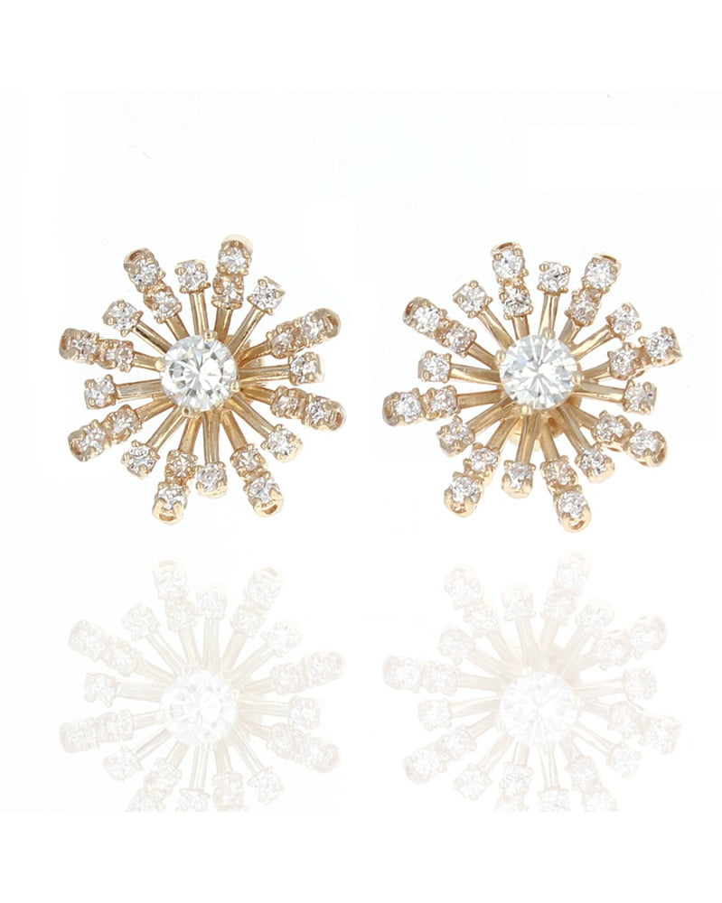 Diamond Stud Earrings with Diamond Burst Jackets