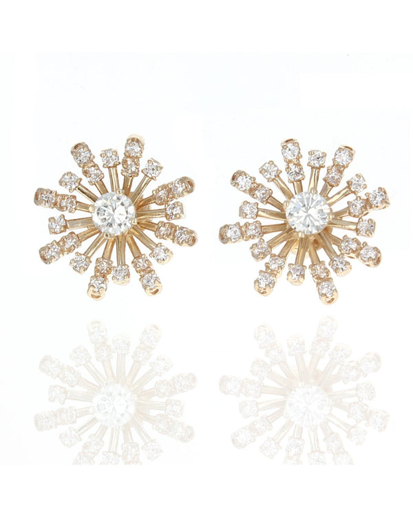 Diamond Stud Earrings with Diamond Burst Jackets