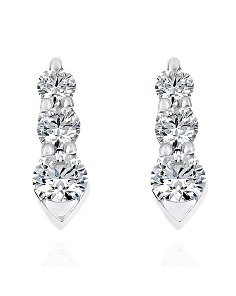 Three Stone Diamond Drop Earrings