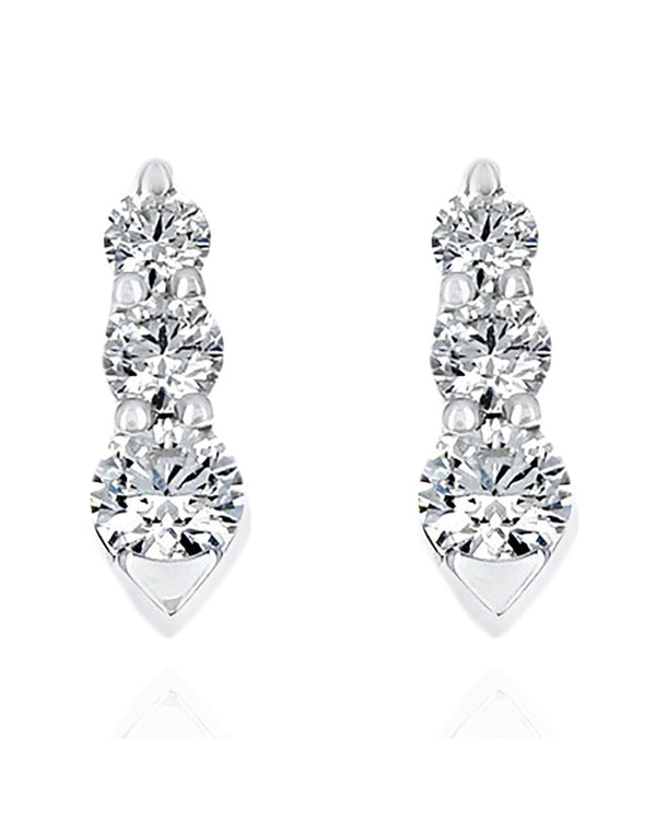 Three Stone Diamond Drop Earrings