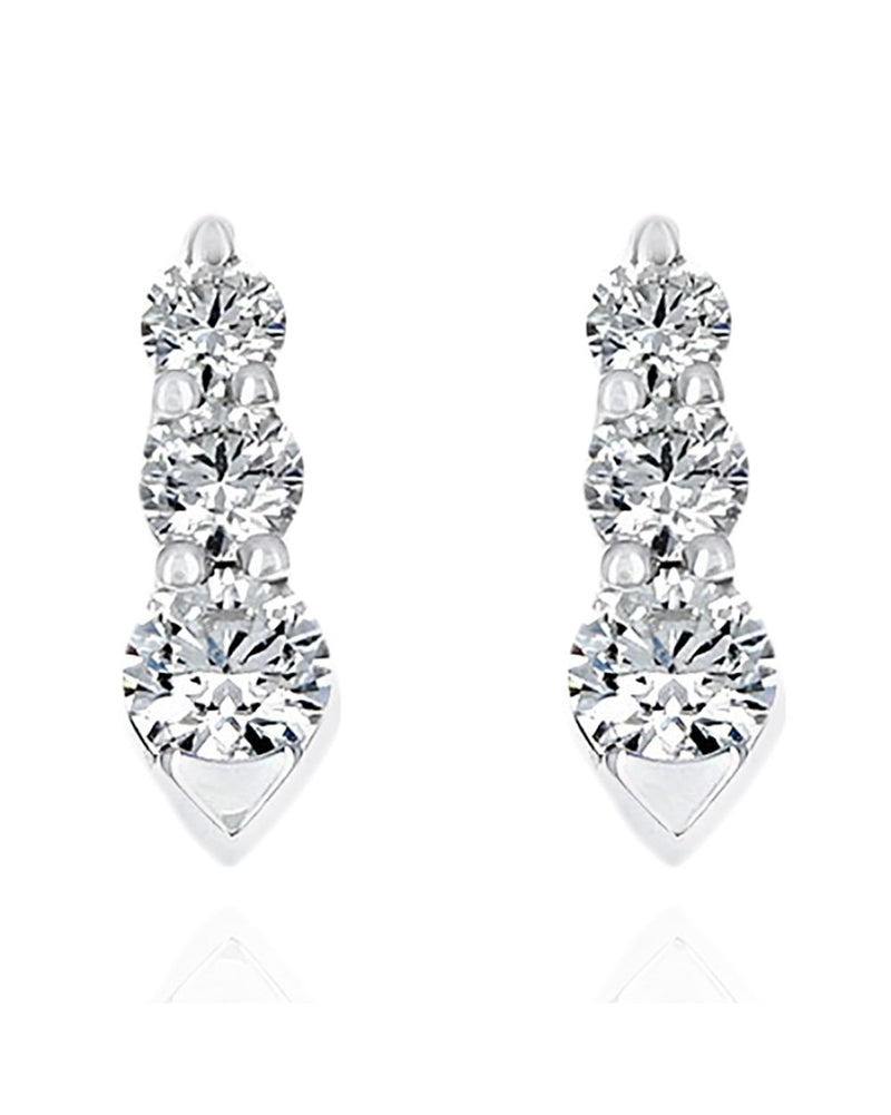 Three Stone Diamond Drop Earrings