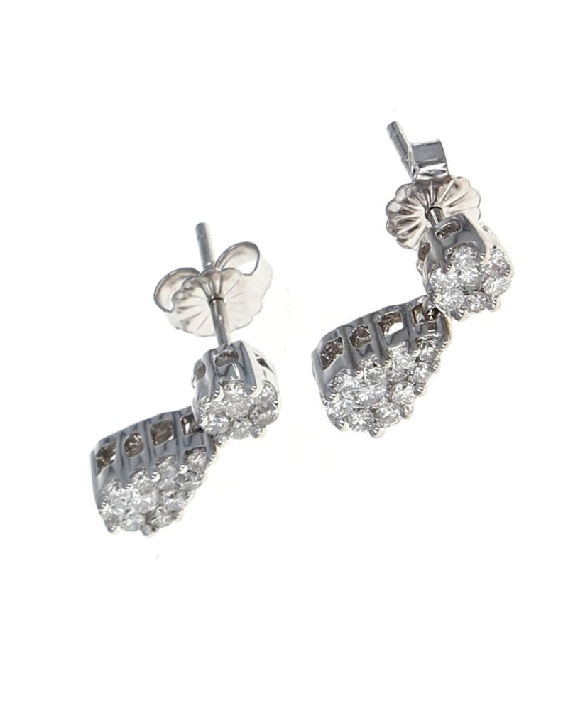 Pear Shaped Diamond Cluster Drop Earrings