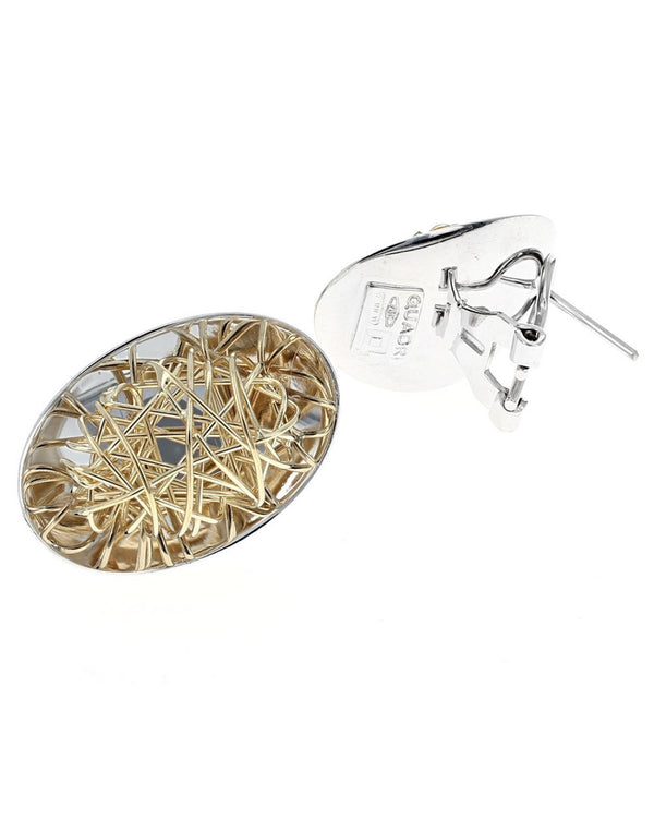 Quadri 2 Tone Concave Wire Nest Earrings