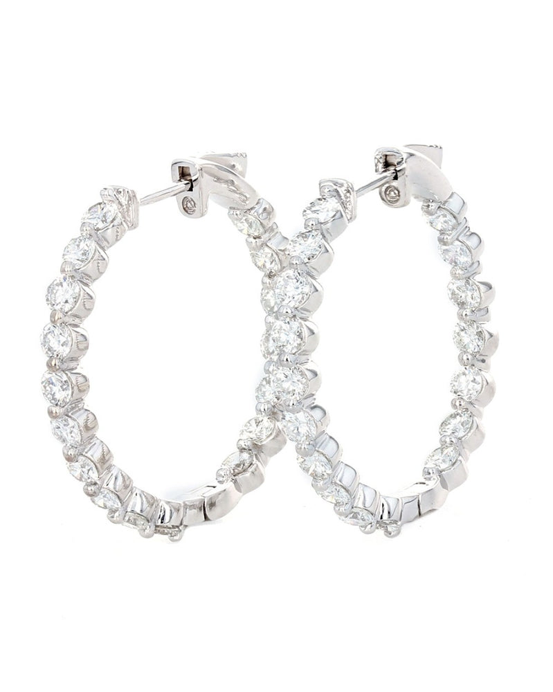 Inside Outside Diamond Hoop Earrings in White Gold