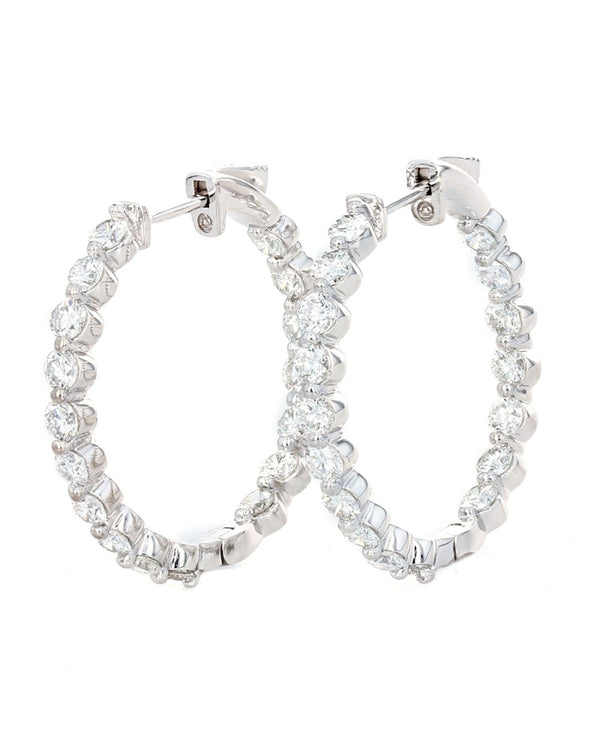 Inside Outside Diamond Hoop Earrings in White Gold