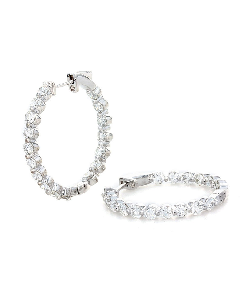 Inside Outside Diamond Hoop Earrings in White Gold