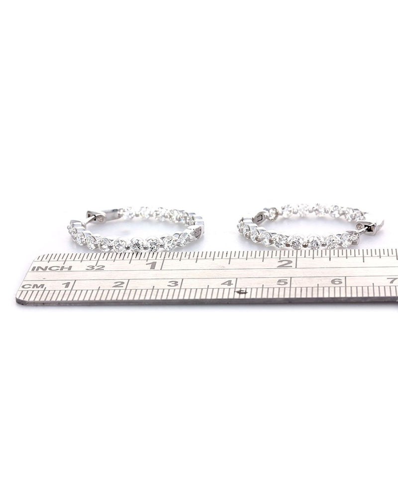 Inside Outside Diamond Hoop Earrings in White Gold