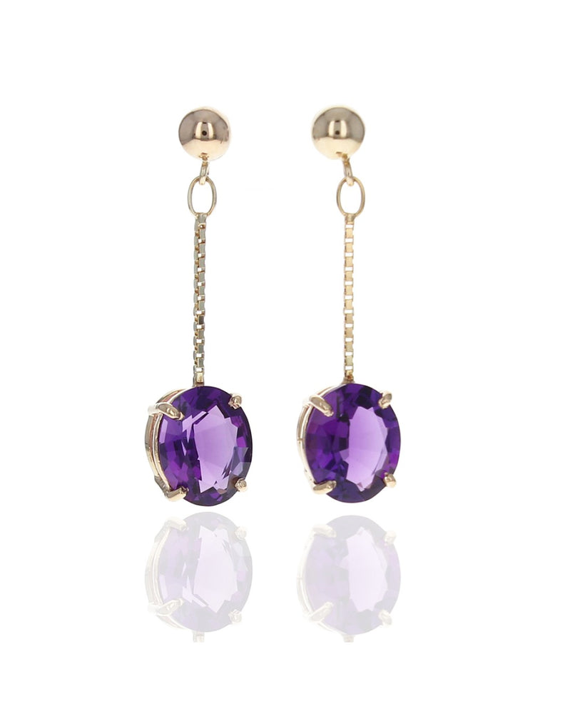 Oval Amethyst Dangle Earrings