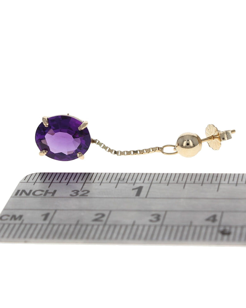 Oval Amethyst Dangle Earrings