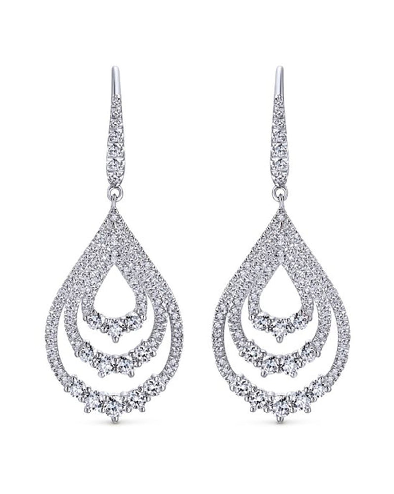 Gabriel & Co. Triple Teardrop Diamond Drop Earrings