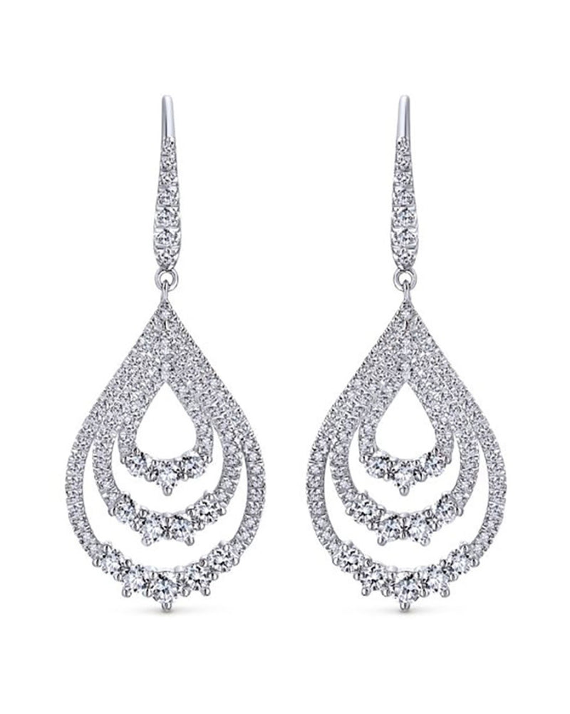 Gabriel & Co. Triple Teardrop Diamond Drop Earrings