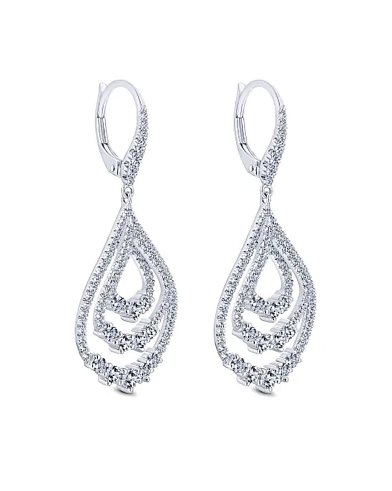 Gabriel & Co. Triple Teardrop Diamond Drop Earrings