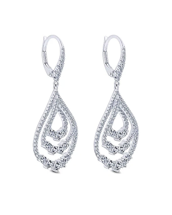 Gabriel & Co. Triple Teardrop Diamond Drop Earrings