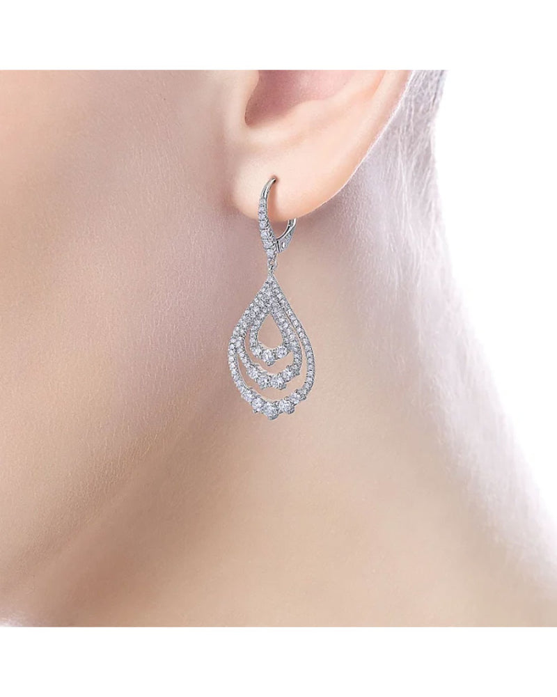 Gabriel & Co. Triple Teardrop Diamond Drop Earrings