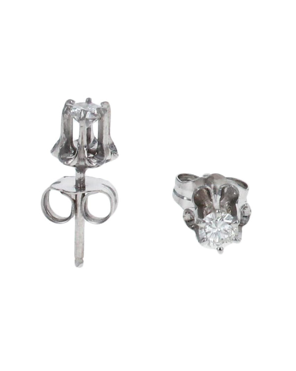 Diamond Flower Basket Stud Earrings