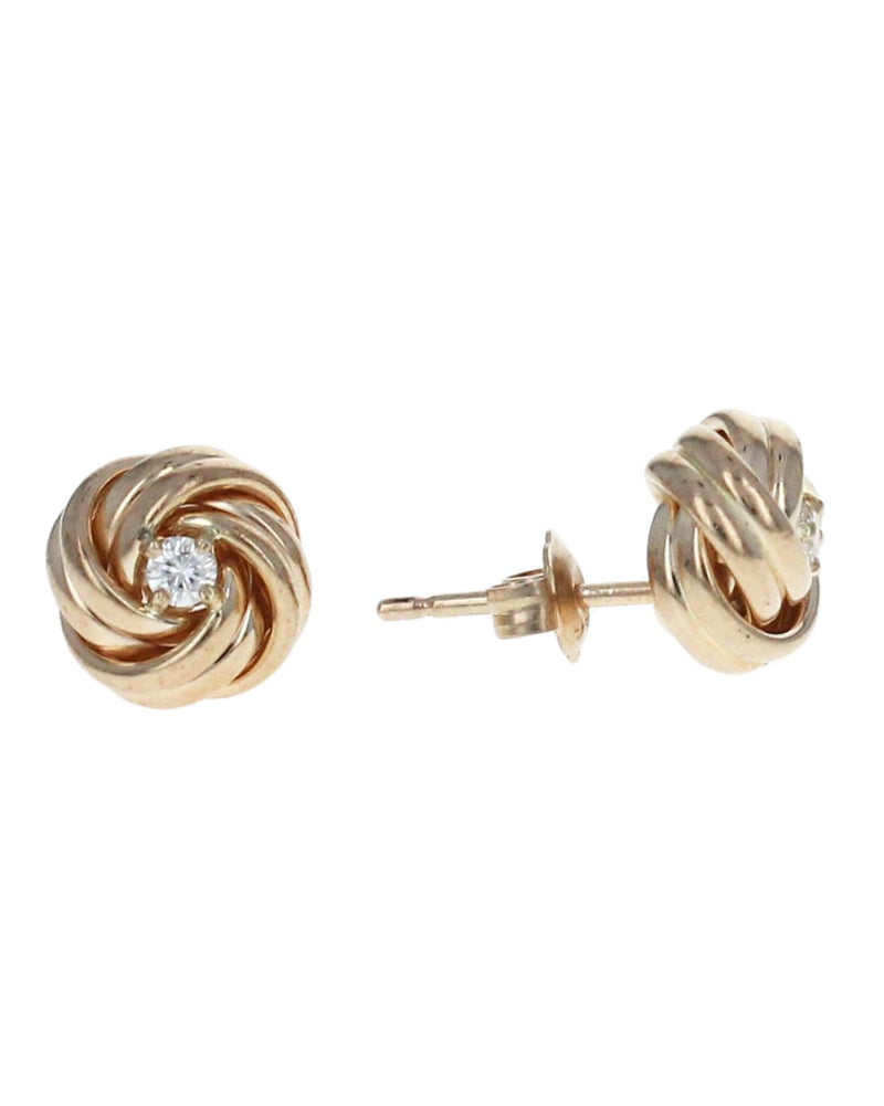 Diamond Solitaire Knot Earrings