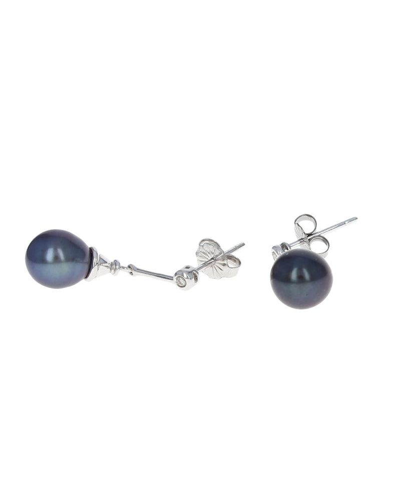 Tahitian Black Pearl and Diamond Accent Drop Earrings