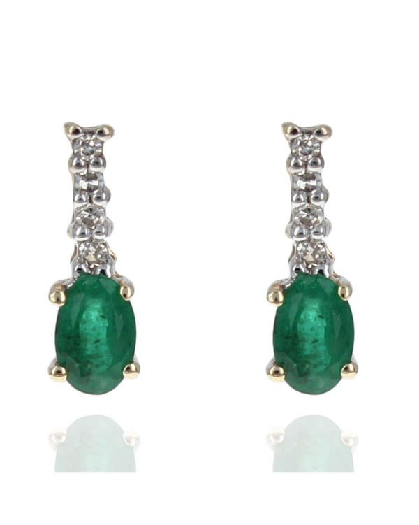 Emerald and Diamond Drop Earrings