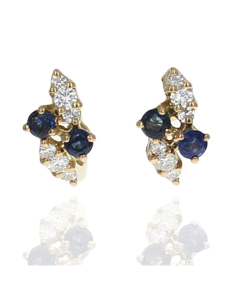 Sapphire and Diamond Curved Earrings