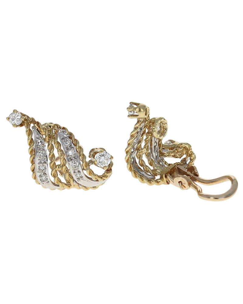 2 Row Rope Motif Diamond Earrings