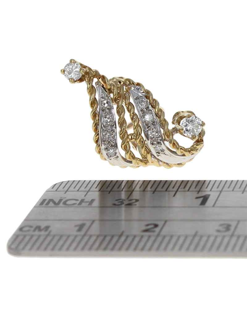 2 Row Rope Motif Diamond Earrings