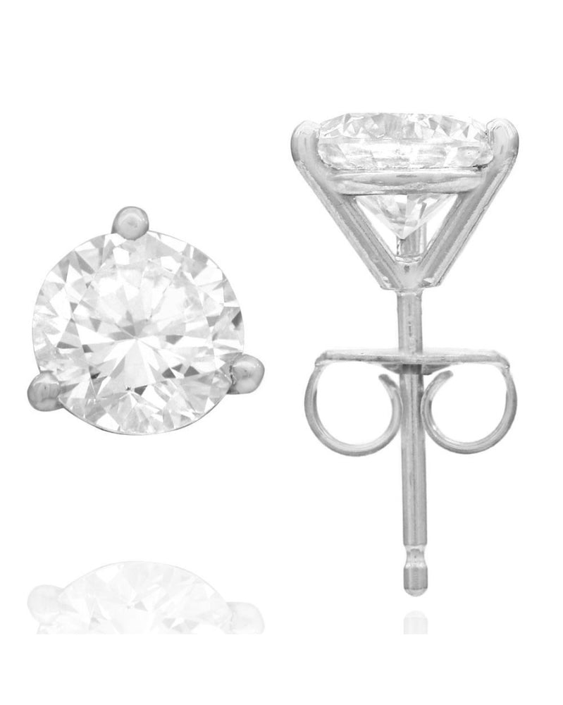 Round Brilliant Cut Diamond Martini Studs in 18KW