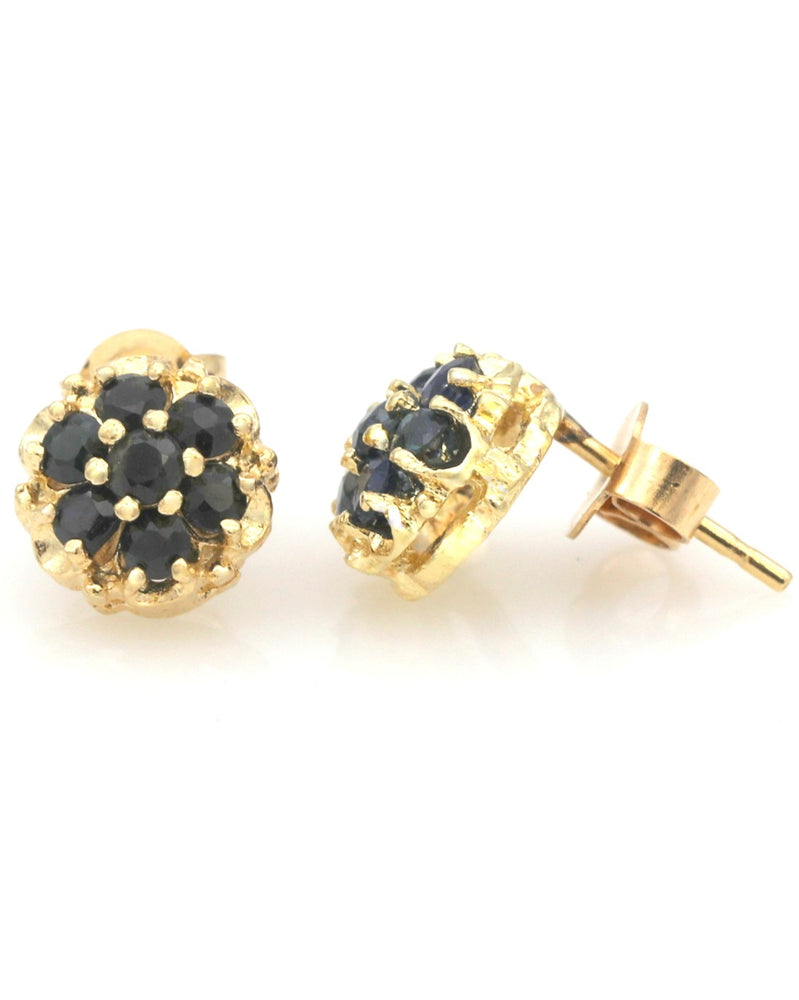 Sapphire Cluster Stud Earrings