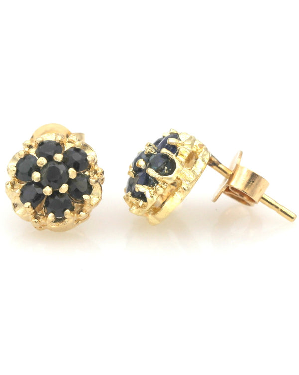 Sapphire Cluster Stud Earrings