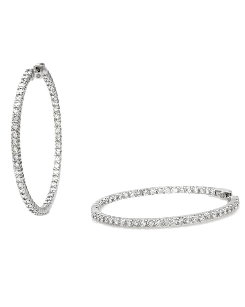 Diamond Inside Outside Hoop Earrings in White Gold