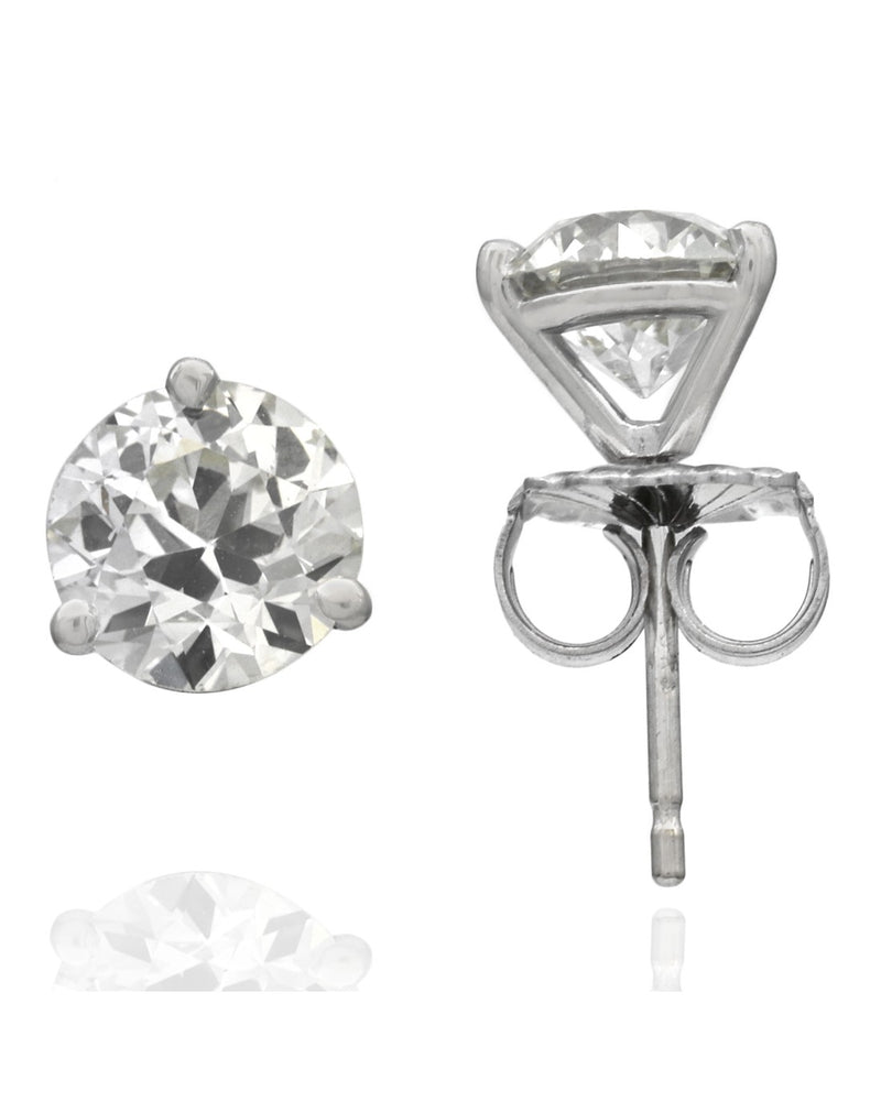 Old European Cut Diamond Stud Earrings in 14KW