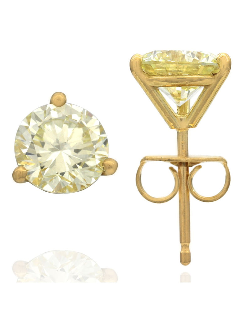 Round Brilliant Cut Diamond Martini Stud Earrings in Yellow Gold