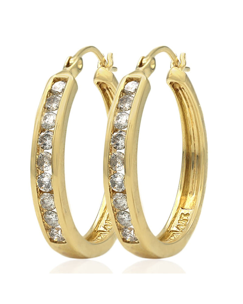 Diamond Hoop Earrings in Yellow Gold