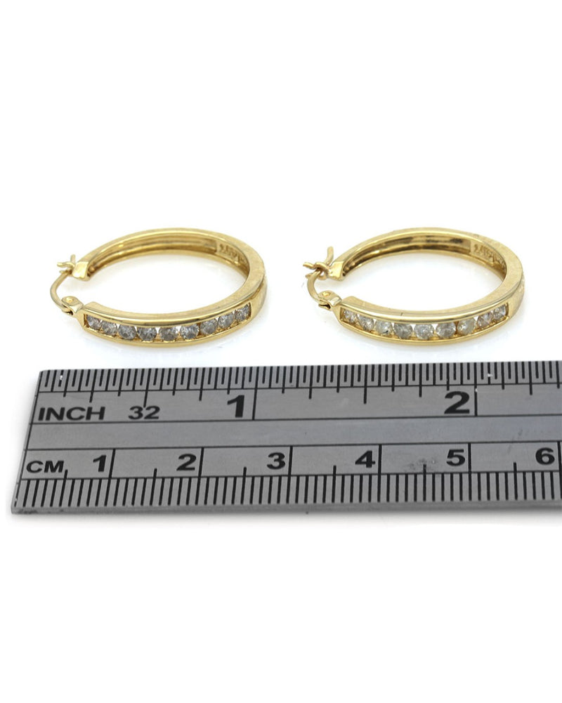 Diamond Hoop Earrings in Yellow Gold