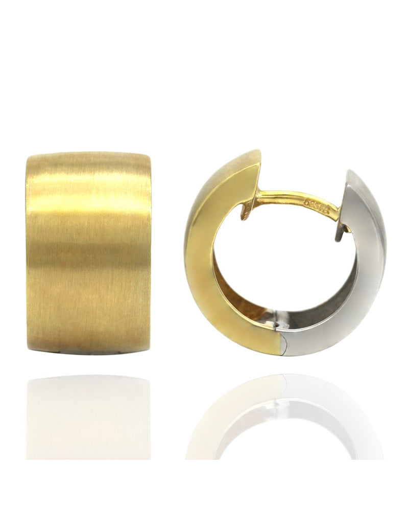 2 Tone Satin Finish Huggie Earrings