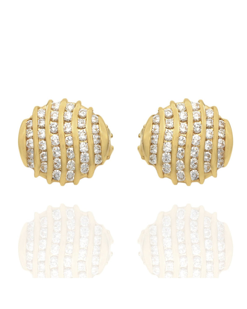 14ky 6 Row Diamond Disk Earrings in Gold