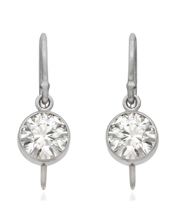 Round Brilliant Cut Diamond Earring Drops in 14KW