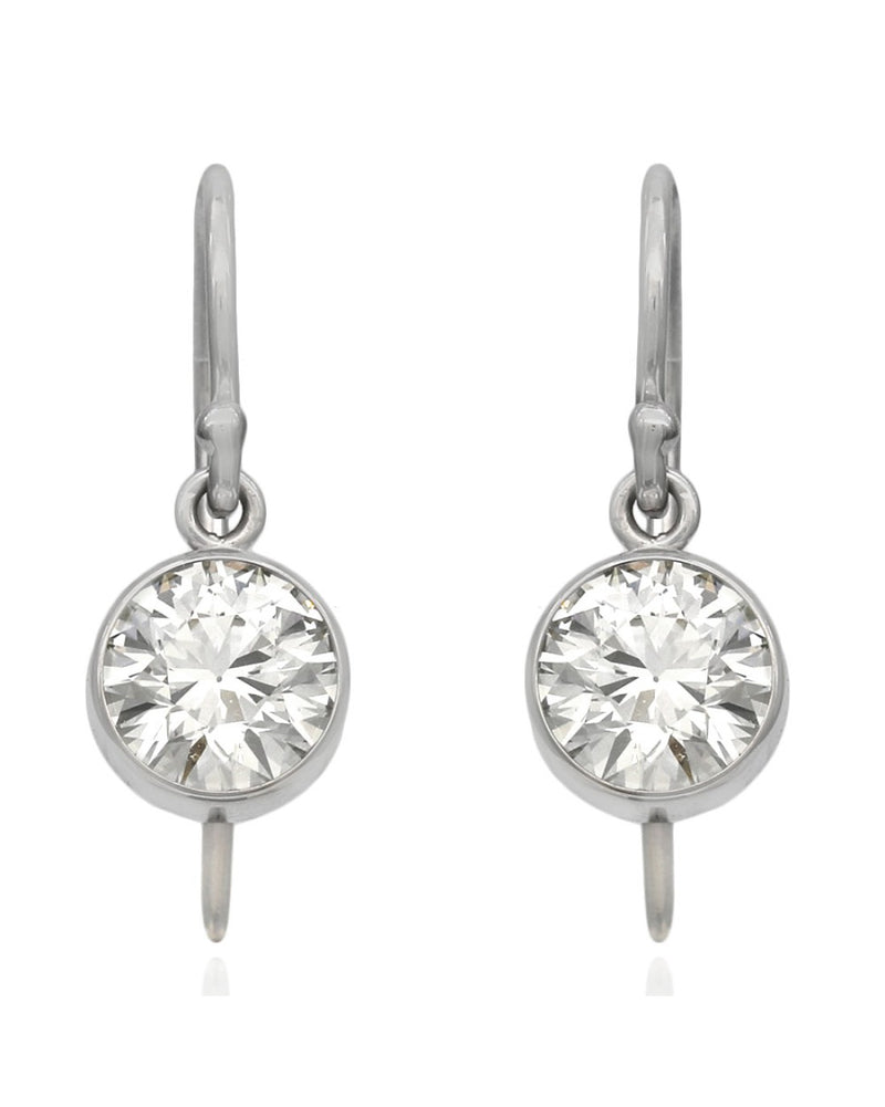 Round Brilliant Cut Diamond Earring Drops in 14KW