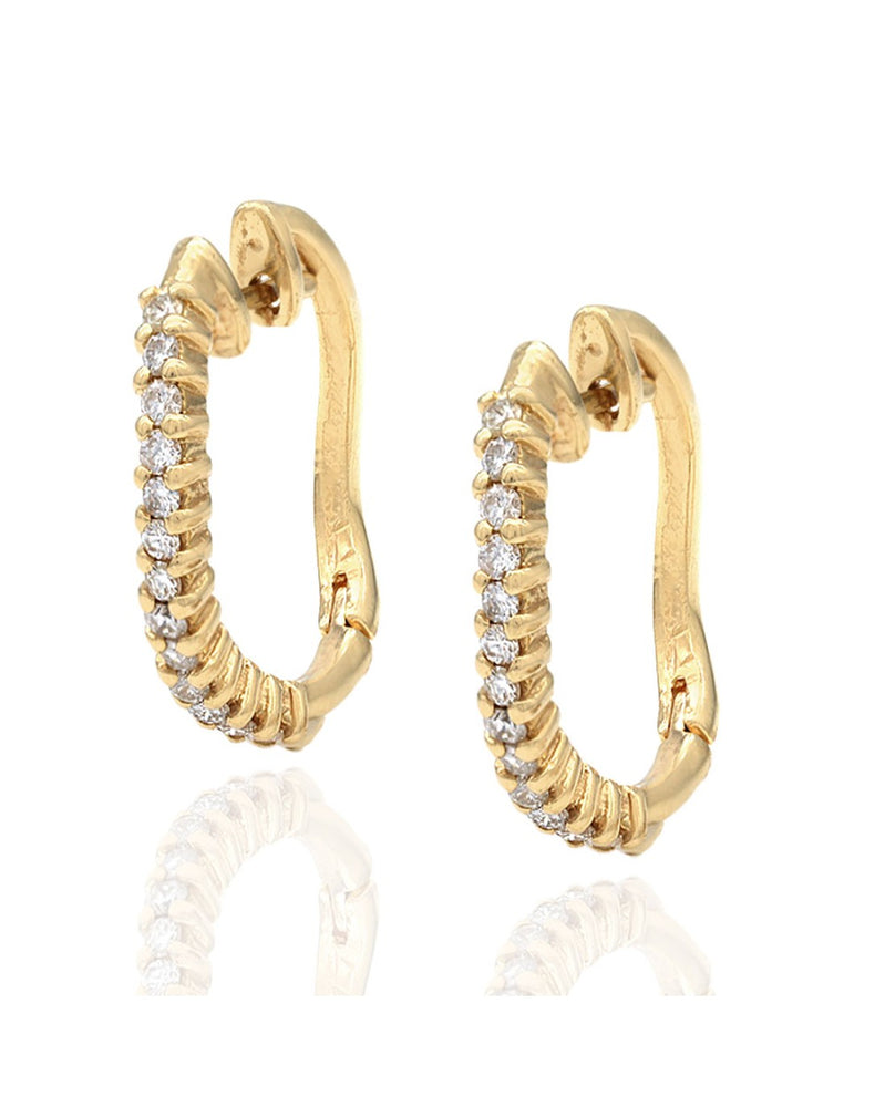 Diamond Wavy Earrings in Yellow Gold