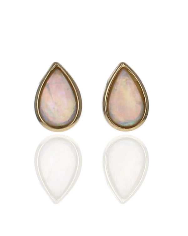 Ethiopian Opal Pear Shape Stud Earrings