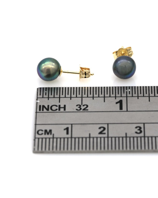 Dark Gray Pearl Stud Earrings