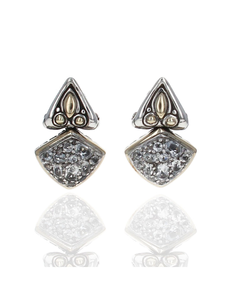 John Hardy Batu White Topaz Drop Earrings