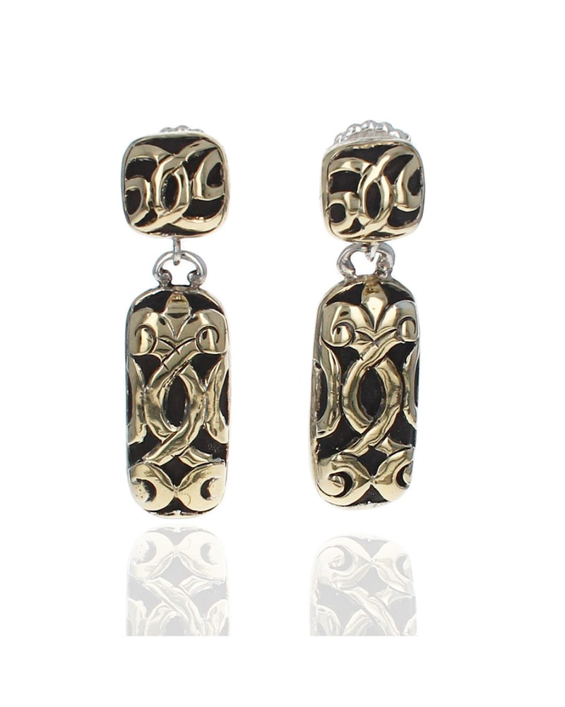 John Hardy Rectangular Scroll Drop Earrings