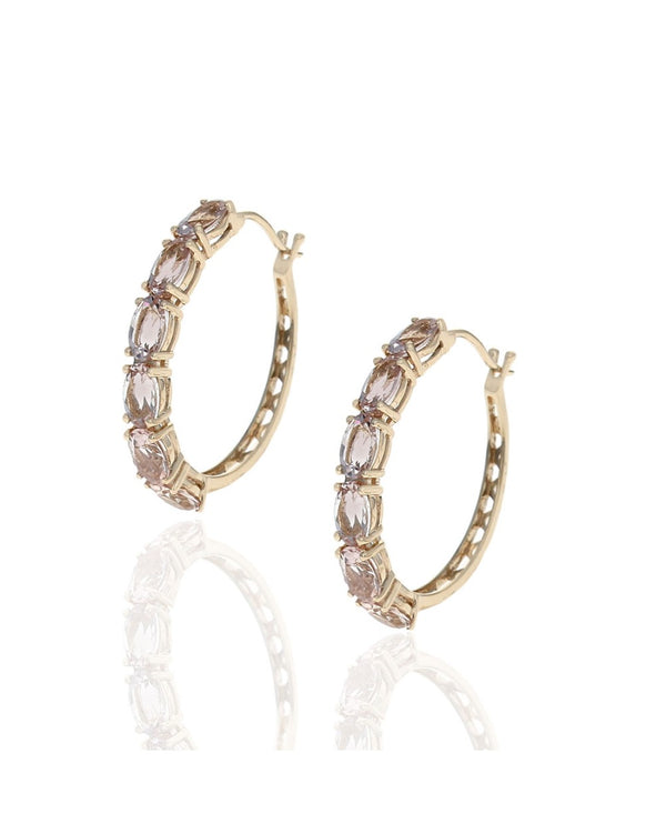 Morganite Hoop Earrings in Gold